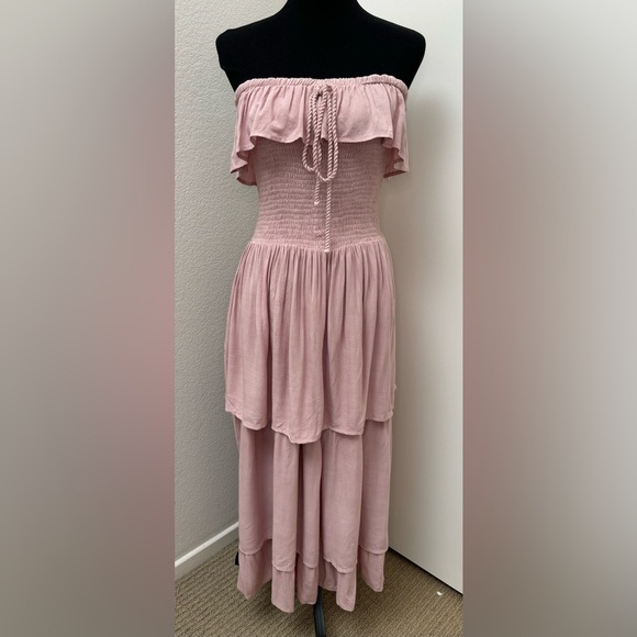 Jen’s Pirate Booty pink tiered strapless halter smocked ruffle Annabella dress - Picture 10 of 17